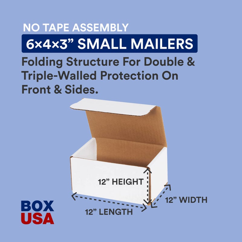 BOX USA صناديق شحن الولايات المتحدة صغيرة 6"L x 4"W x 3"H، 50-عبوة | صندوق كرتون مضلع للتعبئة، النقل والتخزين - Image 2